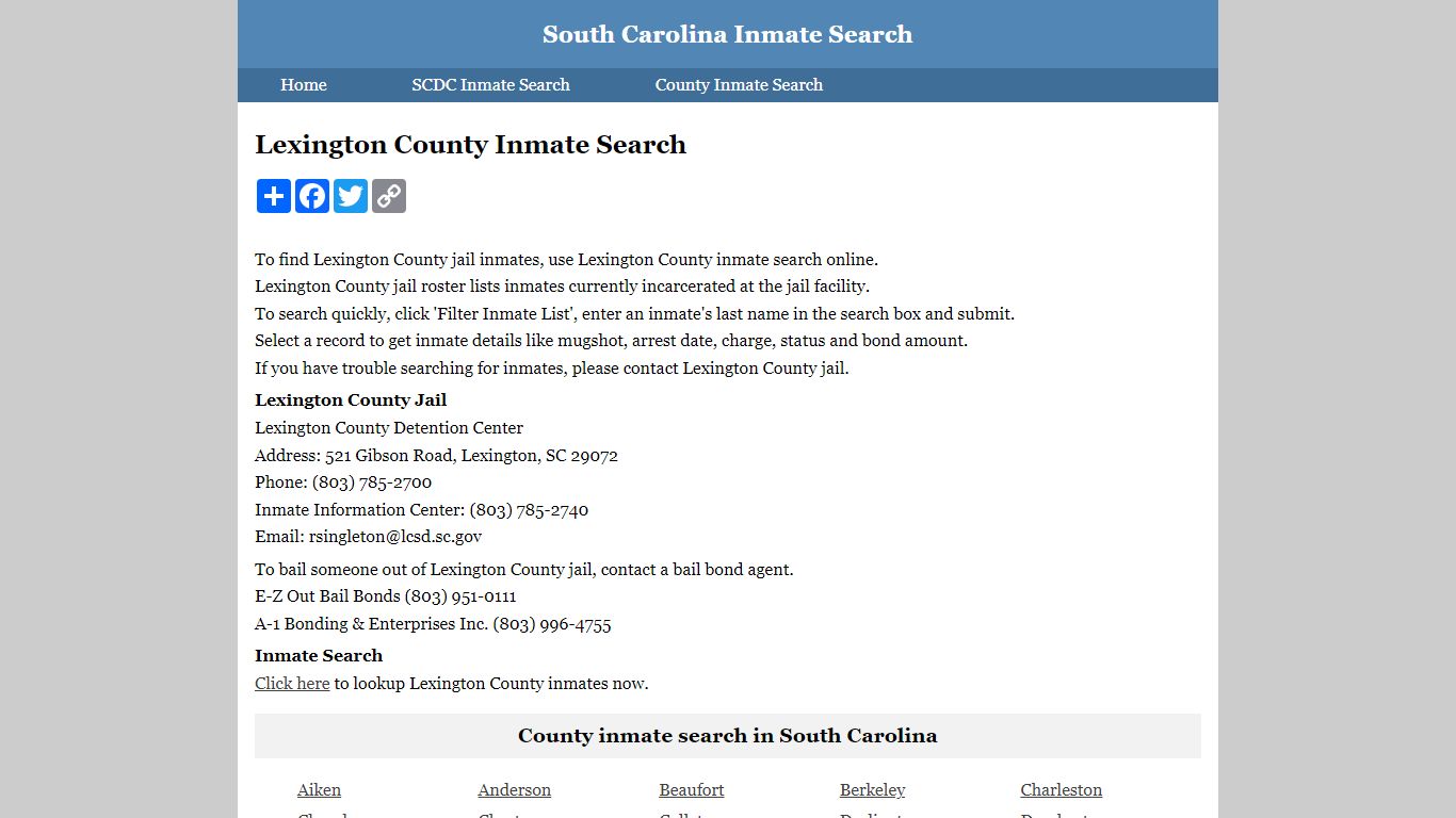Lexington County Inmate Search